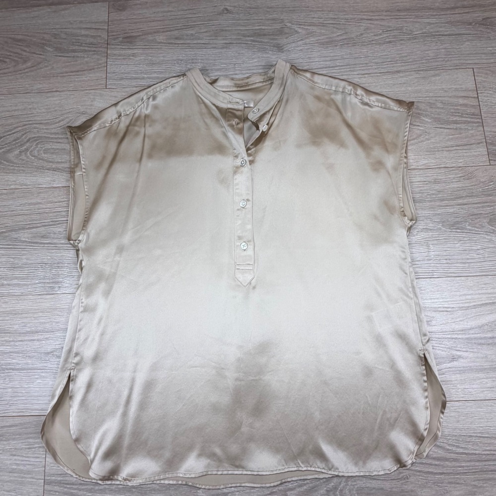 Banana Republic Serenade Silk Dolman Tunic Beige Champagne 100% Silk Blouse Sz M - Picture 2 of 8